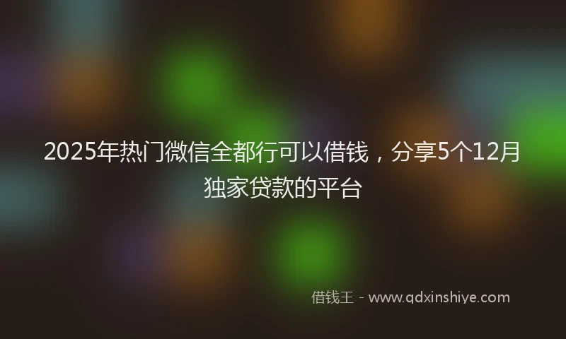 2025年热门微信全都行可以借钱，分享5个12月独家贷款的平台