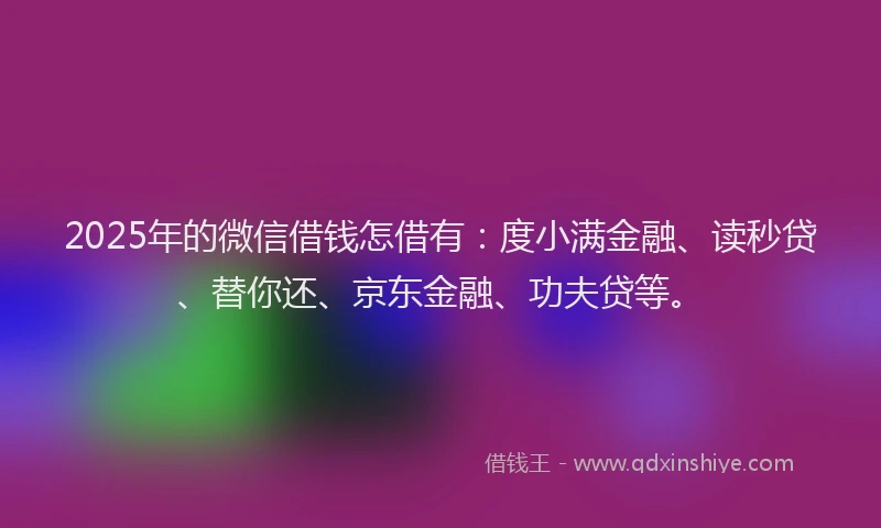2025年的微信借钱怎借有：度小满金融、读秒贷、替你还、京东金融、功夫贷等。