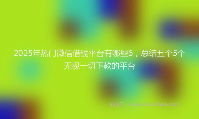 2025年热门微信借钱平台有哪些6，总结五个5个无视一切下款的平台