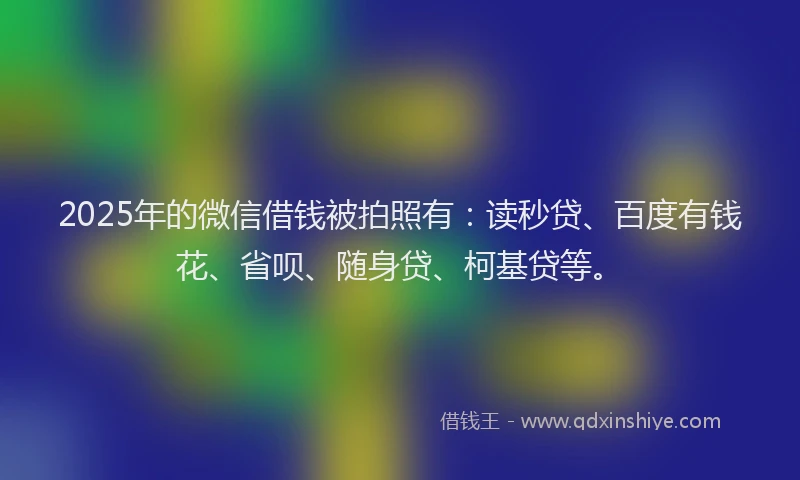 2025年的微信借钱被拍照有：读秒贷、百度有钱花、省呗、随身贷、柯基贷等。