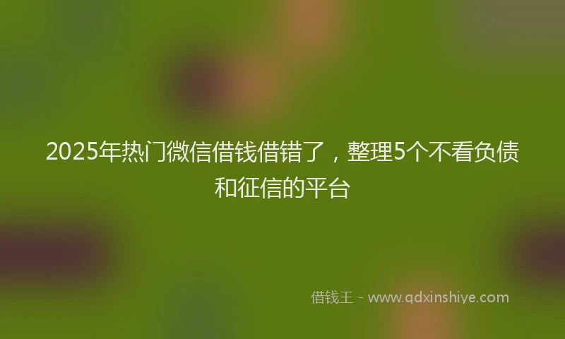 2025年热门微信借钱借错了，整理5个不看负债和征信的平台