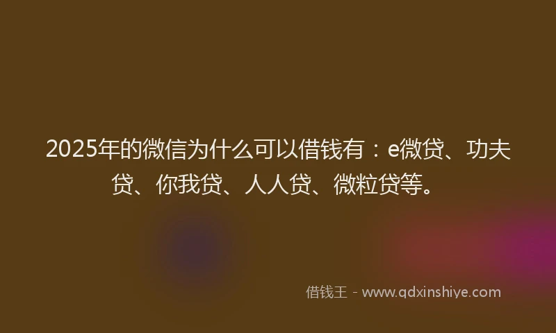 2025年的微信为什么可以借钱有：e微贷、功夫贷、你我贷、人人贷、微粒贷等。