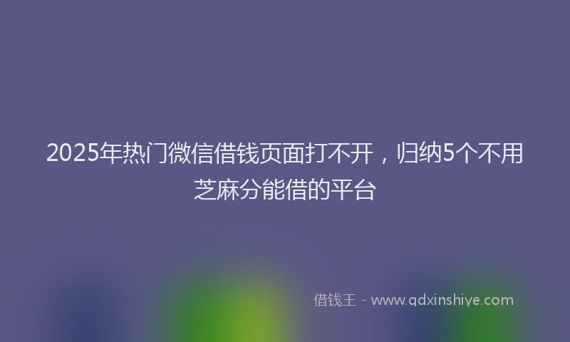 2025年热门微信借钱页面打不开，归纳5个不用芝麻分能借的平台