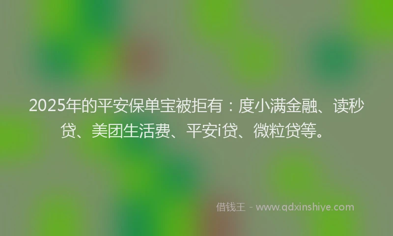 2025年的平安保单宝被拒有：度小满金融、读秒贷、美团生活费、平安i贷、微粒贷等。