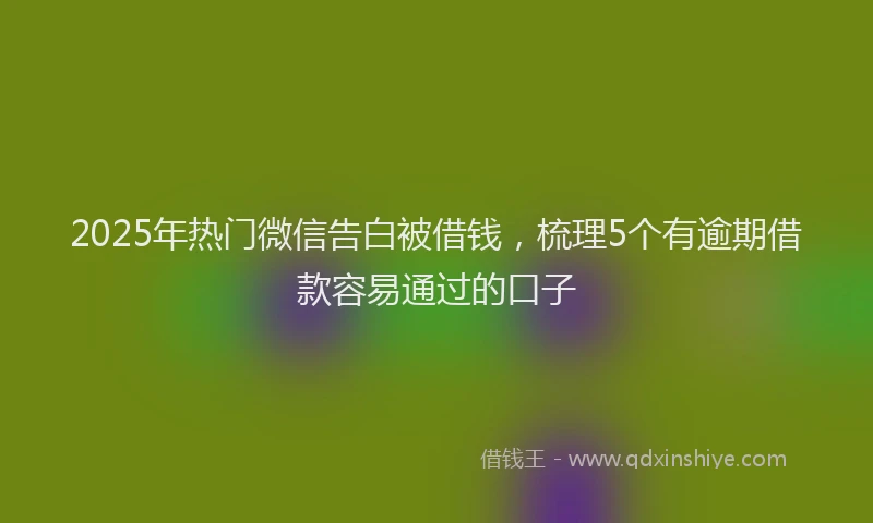 2025年热门微信告白被借钱，梳理5个有逾期借款容易通过的口子