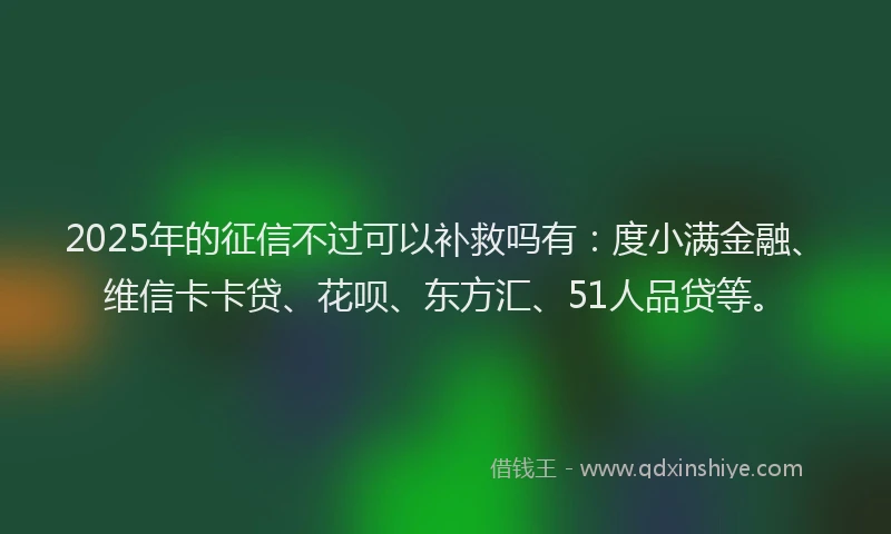 2025年的征信不过可以补救吗有：度小满金融、维信卡卡贷、花呗、东方汇、51人品贷等。