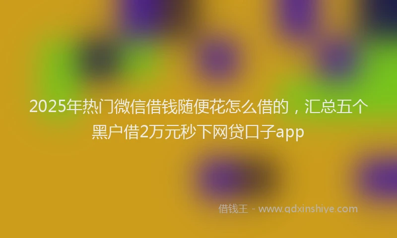2025年热门微信借钱随便花怎么借的，汇总五个黑户借2万元秒下网贷口子app