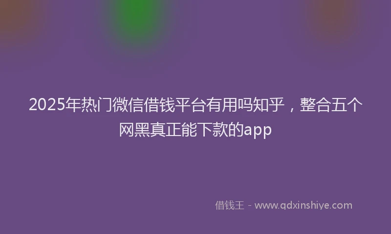 2025年热门微信借钱平台有用吗知乎，整合五个网黑真正能下款的app
