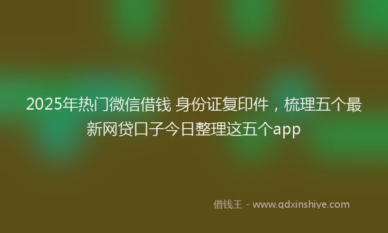 2025年热门微信借钱 身份证复印件，梳理五个最新网贷口子今日整理这五个app