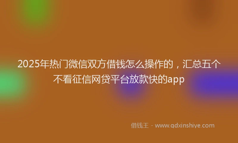 2025年热门微信双方借钱怎么操作的，汇总五个不看征信网贷平台放款快的app