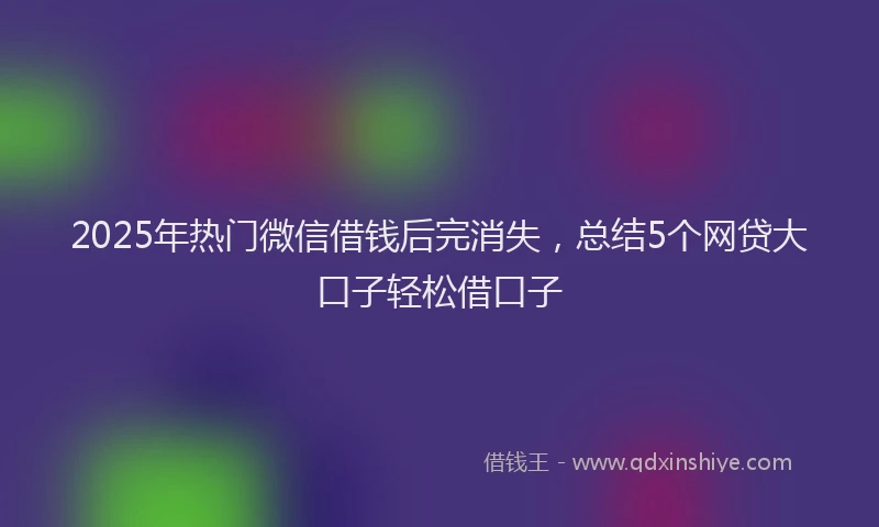 2025年热门微信借钱后完消失，总结5个网贷大口子轻松借口子
