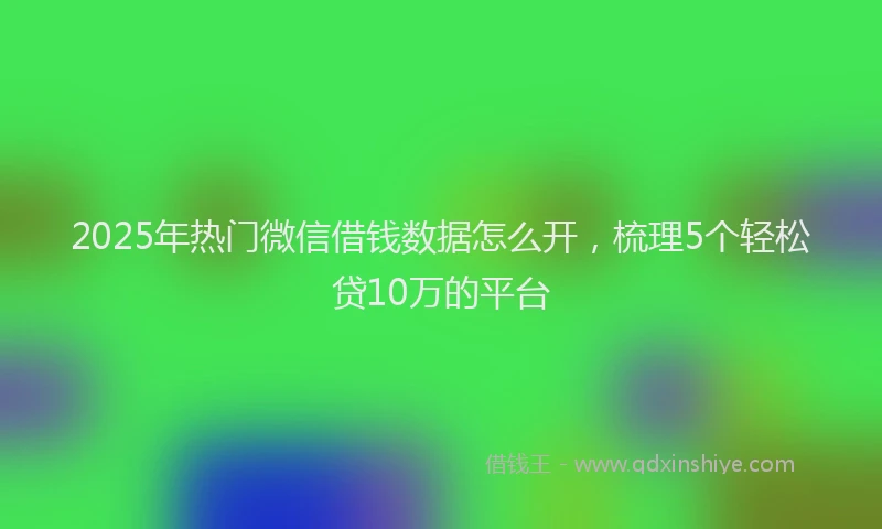 2025年热门微信借钱数据怎么开，梳理5个轻松贷10万的平台