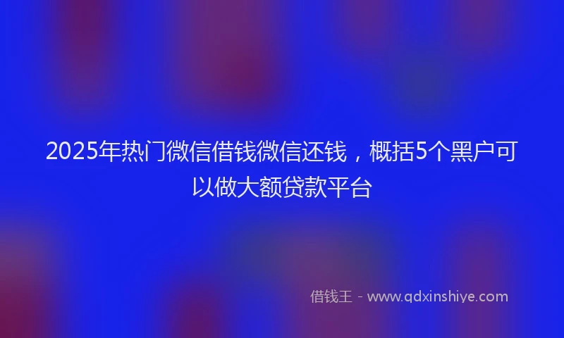 2025年热门微信借钱微信还钱，概括5个黑户可以做大额贷款平台