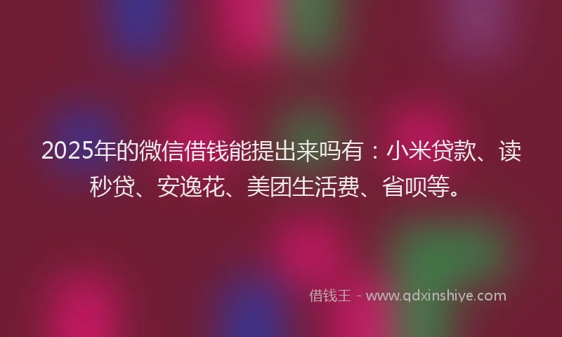 2025年的微信借钱能提出来吗有：小米贷款、读秒贷、安逸花、美团生活费、省呗等。
