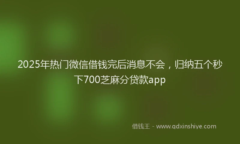 2025年热门微信借钱完后消息不会，归纳五个秒下700芝麻分贷款app