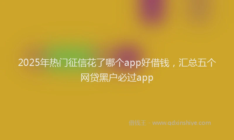 2025年热门征信花了哪个app好借钱，汇总五个网贷黑户必过app