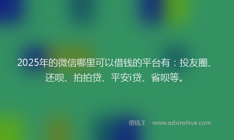 2025年的微信哪里可以借钱的平台有：投友圈、还呗、拍拍贷、平安i贷、省呗等。