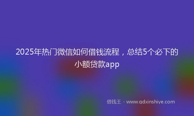 2025年热门微信如何借钱流程，总结5个必下的小额贷款app