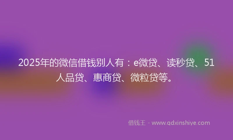 2025年的微信借钱别人有：e微贷、读秒贷、51人品贷、惠商贷、微粒贷等。