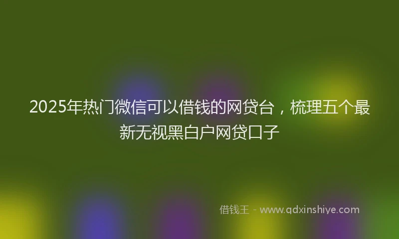 2025年热门微信可以借钱的网贷台，梳理五个最新无视黑白户网贷口子