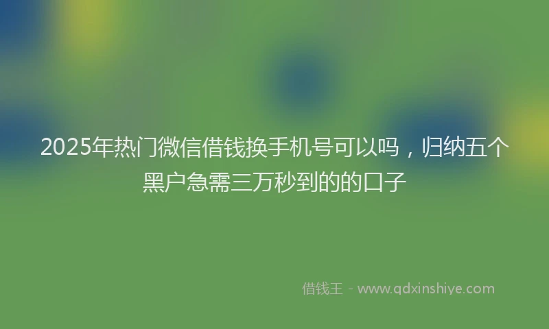 2025年热门微信借钱换手机号可以吗，归纳五个黑户急需三万秒到的的口子