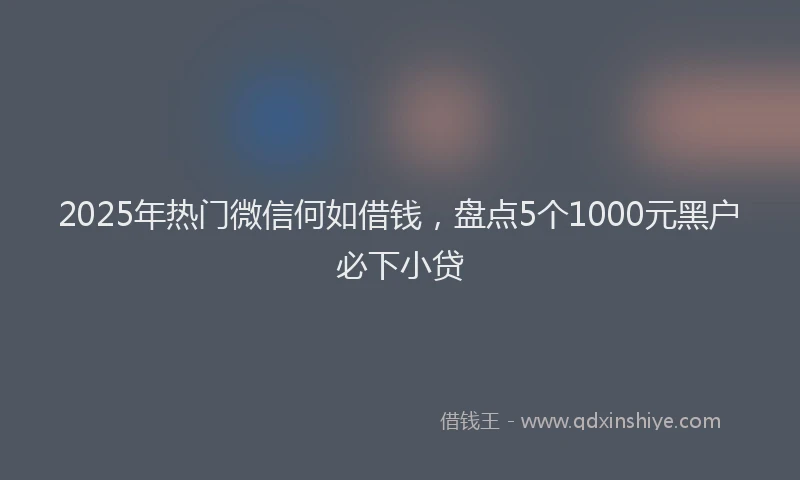 2025年热门微信何如借钱，盘点5个1000元黑户必下小贷