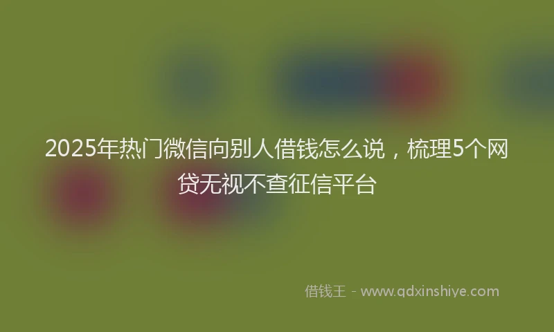 2025年热门微信向别人借钱怎么说，梳理5个网贷无视不查征信平台