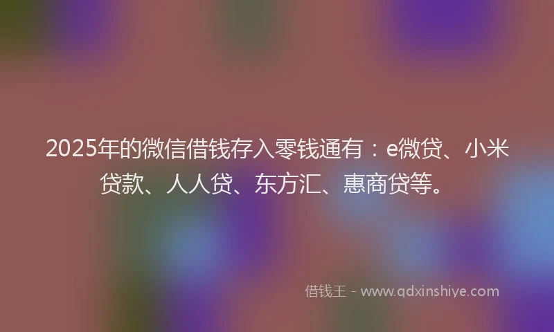 2025年的微信借钱存入零钱通有：e微贷、小米贷款、人人贷、东方汇、惠商贷等。