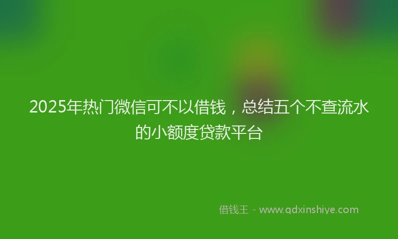 2025年热门微信可不以借钱，总结五个不查流水的小额度贷款平台
