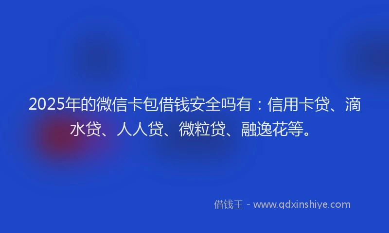 2025年的微信卡包借钱安全吗有：信用卡贷、滴水贷、人人贷、微粒贷、融逸花等。