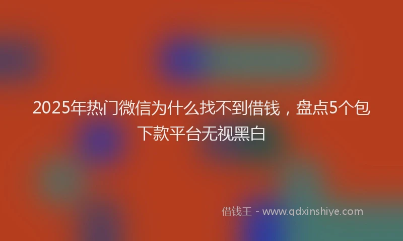 2025年热门微信为什么找不到借钱，盘点5个包下款平台无视黑白