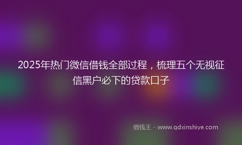 2025年热门微信借钱全部过程，梳理五个无视征信黑户必下的贷款口子