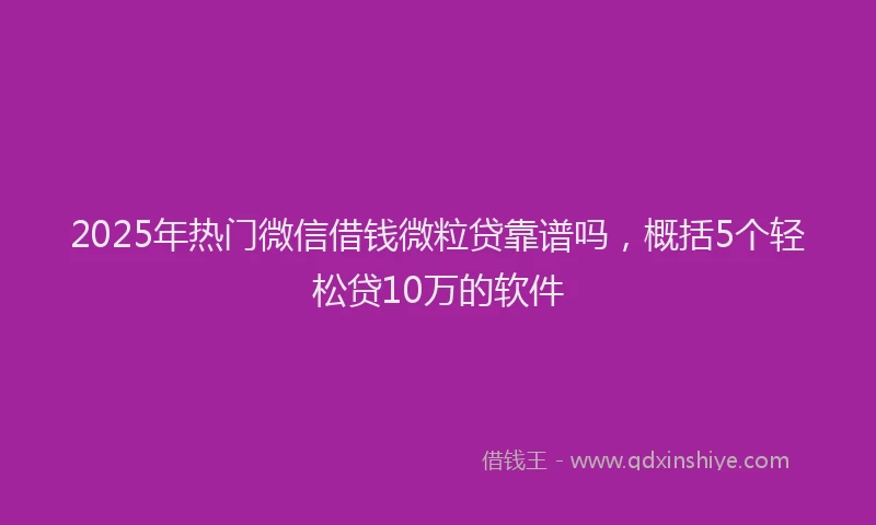 2025年热门微信借钱微粒贷靠谱吗，概括5个轻松贷10万的软件
