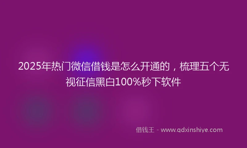 2025年热门微信借钱是怎么开通的，梳理五个无视征信黑白100%秒下软件