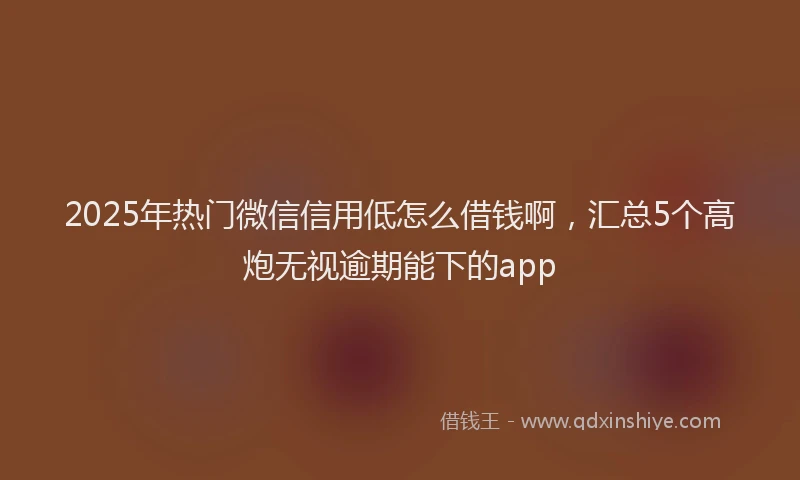 2025年热门微信信用低怎么借钱啊，汇总5个高炮无视逾期能下的app