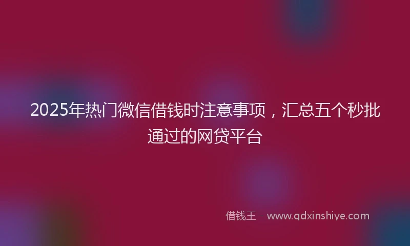 2025年热门微信借钱时注意事项，汇总五个秒批通过的网贷平台