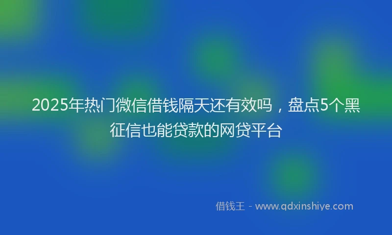 2025年热门微信借钱隔天还有效吗，盘点5个黑征信也能贷款的网贷平台