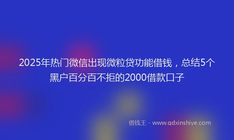 2025年热门微信出现微粒贷功能借钱，总结5个黑户百分百不拒的2000借款口子