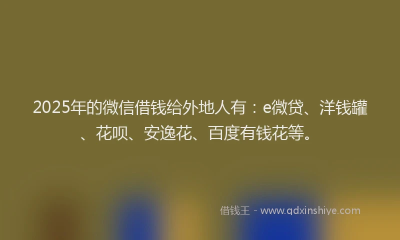 2025年的微信借钱给外地人有：e微贷、洋钱罐、花呗、安逸花、百度有钱花等。