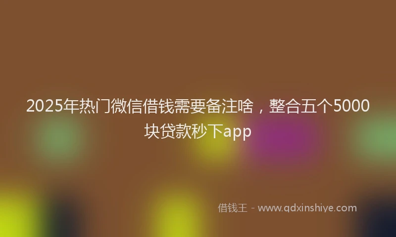 2025年热门微信借钱需要备注啥，整合五个5000块贷款秒下app