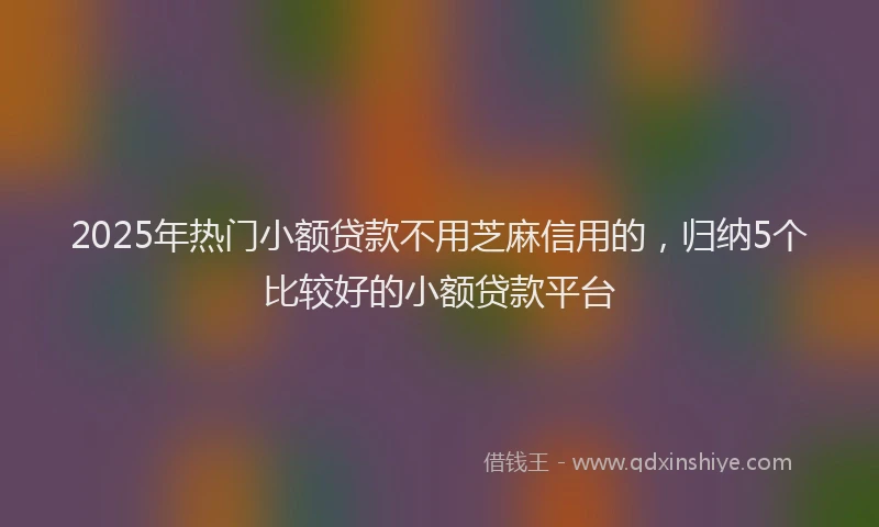 2025年热门小额贷款不用芝麻信用的，归纳5个比较好的小额贷款平台