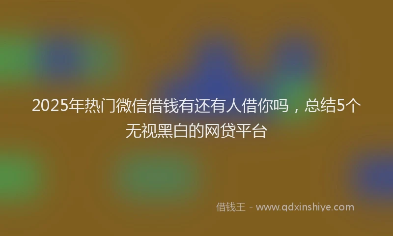 2025年热门微信借钱有还有人借你吗，总结5个无视黑白的网贷平台