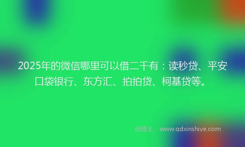 2025年的微信哪里可以借二千有：读秒贷、平安口袋银行、东方汇、拍拍贷、柯基贷等。