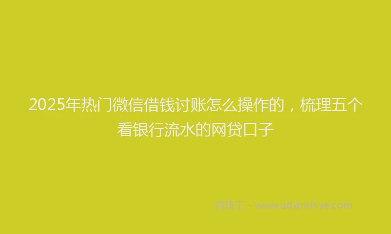 2025年热门微信借钱讨账怎么操作的，梳理五个看银行流水的网贷口子