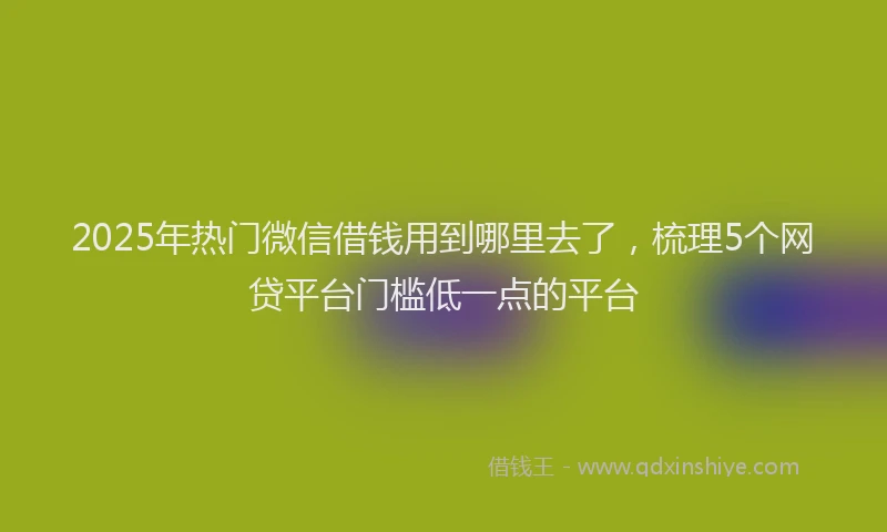 2025年热门微信借钱用到哪里去了，梳理5个网贷平台门槛低一点的平台