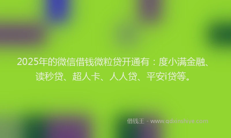 2025年的微信借钱微粒贷开通有：度小满金融、读秒贷、超人卡、人人贷、平安i贷等。