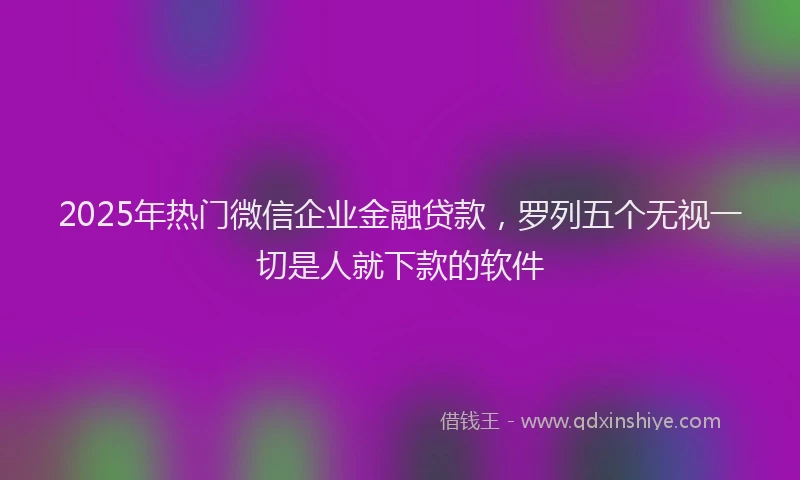2025年热门微信企业金融贷款，罗列五个无视一切是人就下款的软件