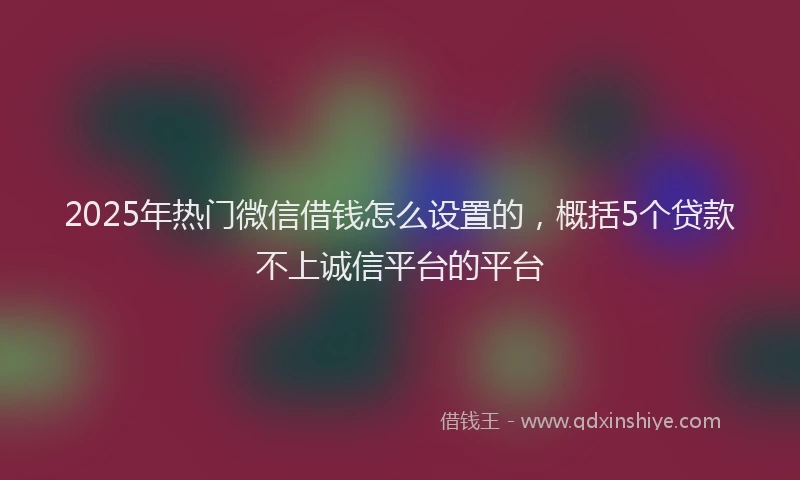 2025年热门微信借钱怎么设置的，概括5个贷款不上诚信平台的平台