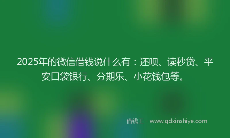 2025年的微信借钱说什么有：还呗、读秒贷、平安口袋银行、分期乐、小花钱包等。