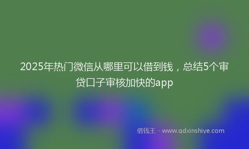 2025年热门微信从哪里可以借到钱，总结5个审贷口子审核加快的app